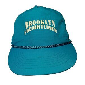 Vintage Brooklyn Freightliner Cap Hat Turquoise Blue Nylon Otto Cap Strap Back